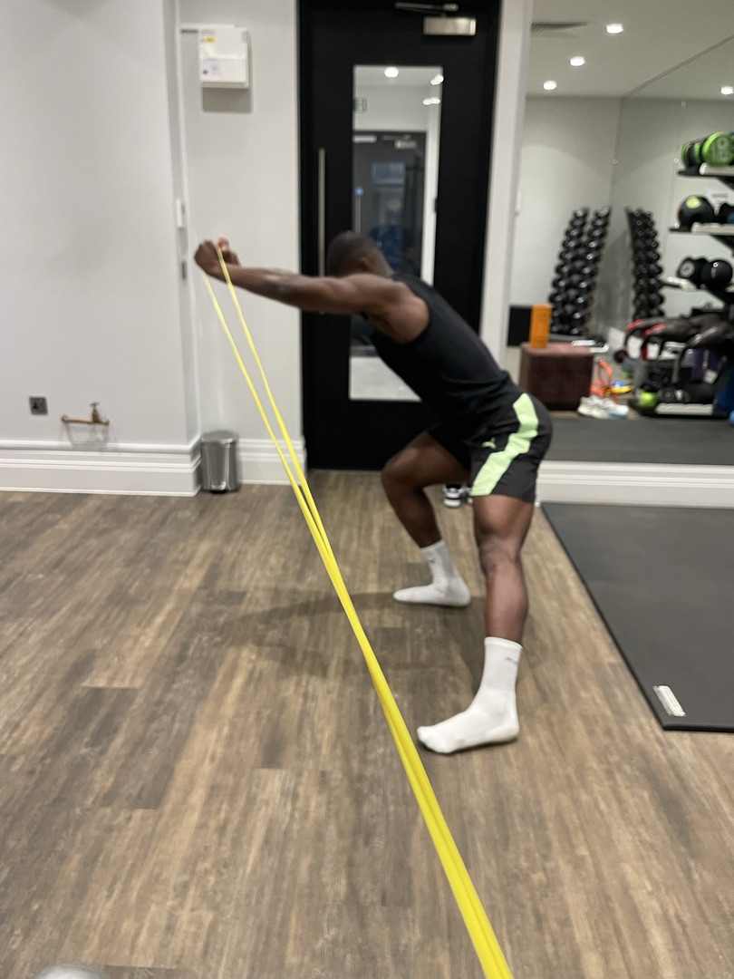 Athlete doing resistance band work